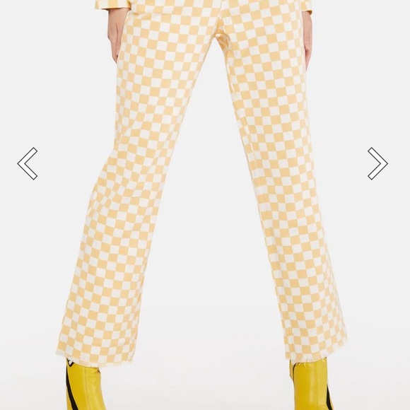 Le Lis Denim - Dolls Kill yellow and white checkered pants